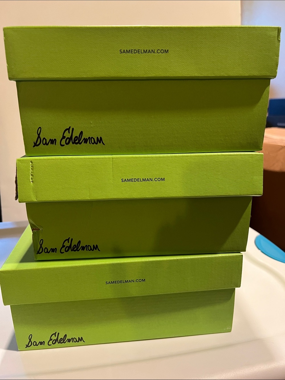 Empty Sam Edelman shoe boxes